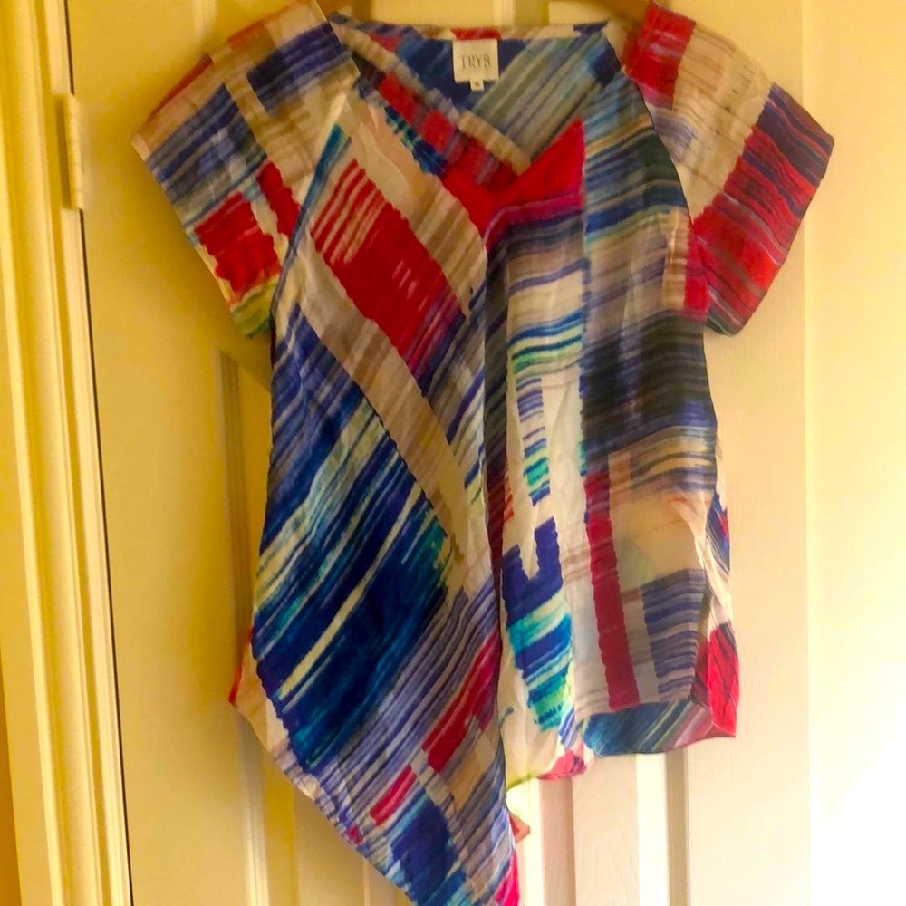 TRYB Asymmetric Short-sleeved Silk Blouse